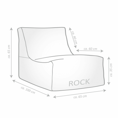 SITTING POINT Outdoor Sitzsack KORFU ROCK ca. 65 x 100 x 65 cm 005 mittelgrau